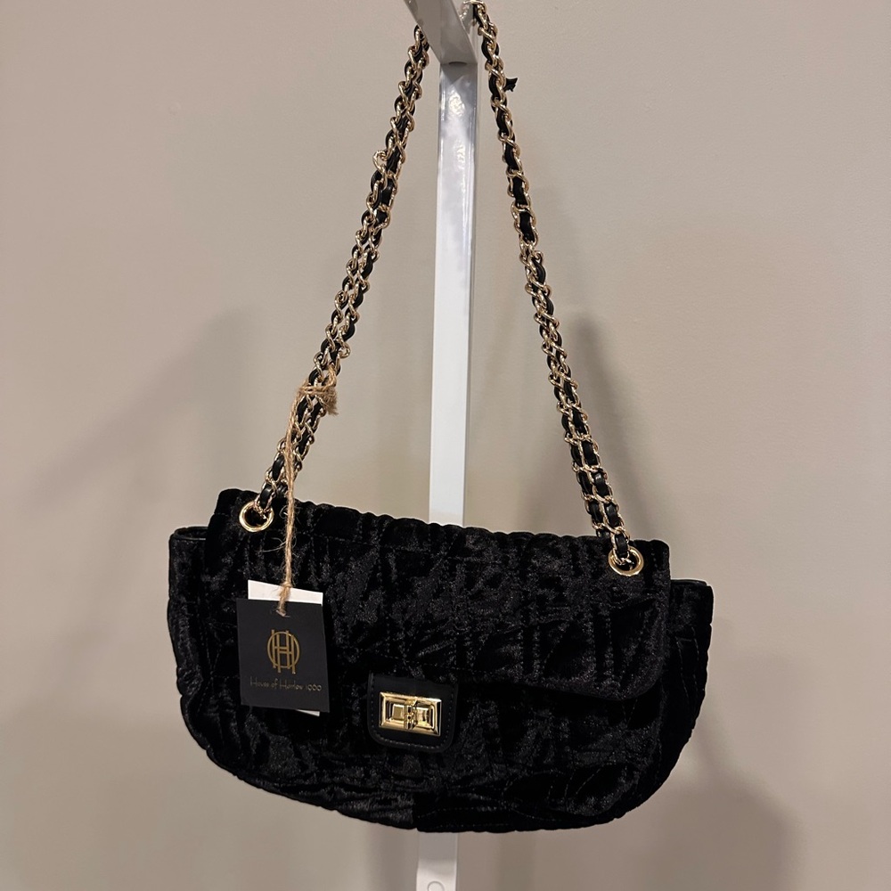 House of Harlow crushed velvet shoulder bag